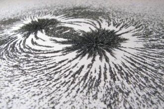 Experimento para visualizar campos magnéticos. Imagen de Windell Oskay.
