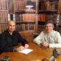“El Lobo Estepario”: Raúl Tristán (izda.) entrevista al humanista Ángel Sanz Goena (dcha.)